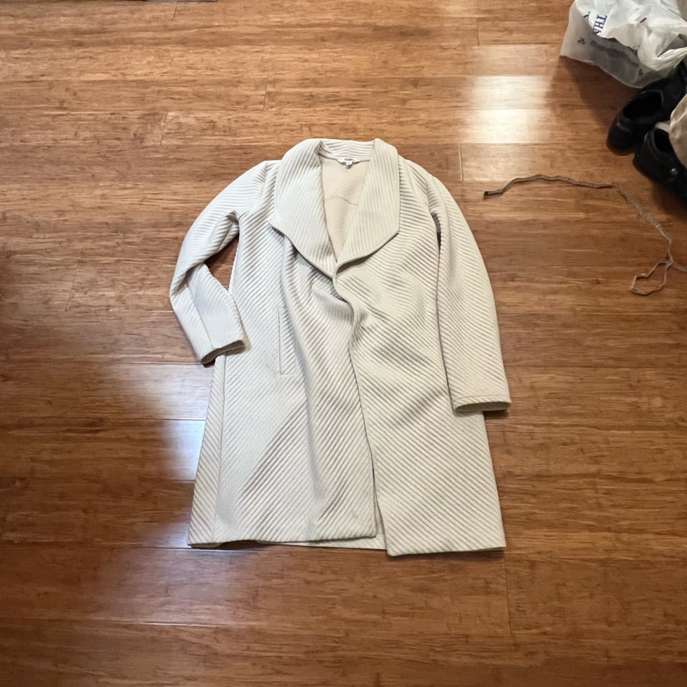 BB Dakota + Steve Madden Cream Open Front Textured Blazer Jacket W/ Pockets. Med - Picture 8 of 14